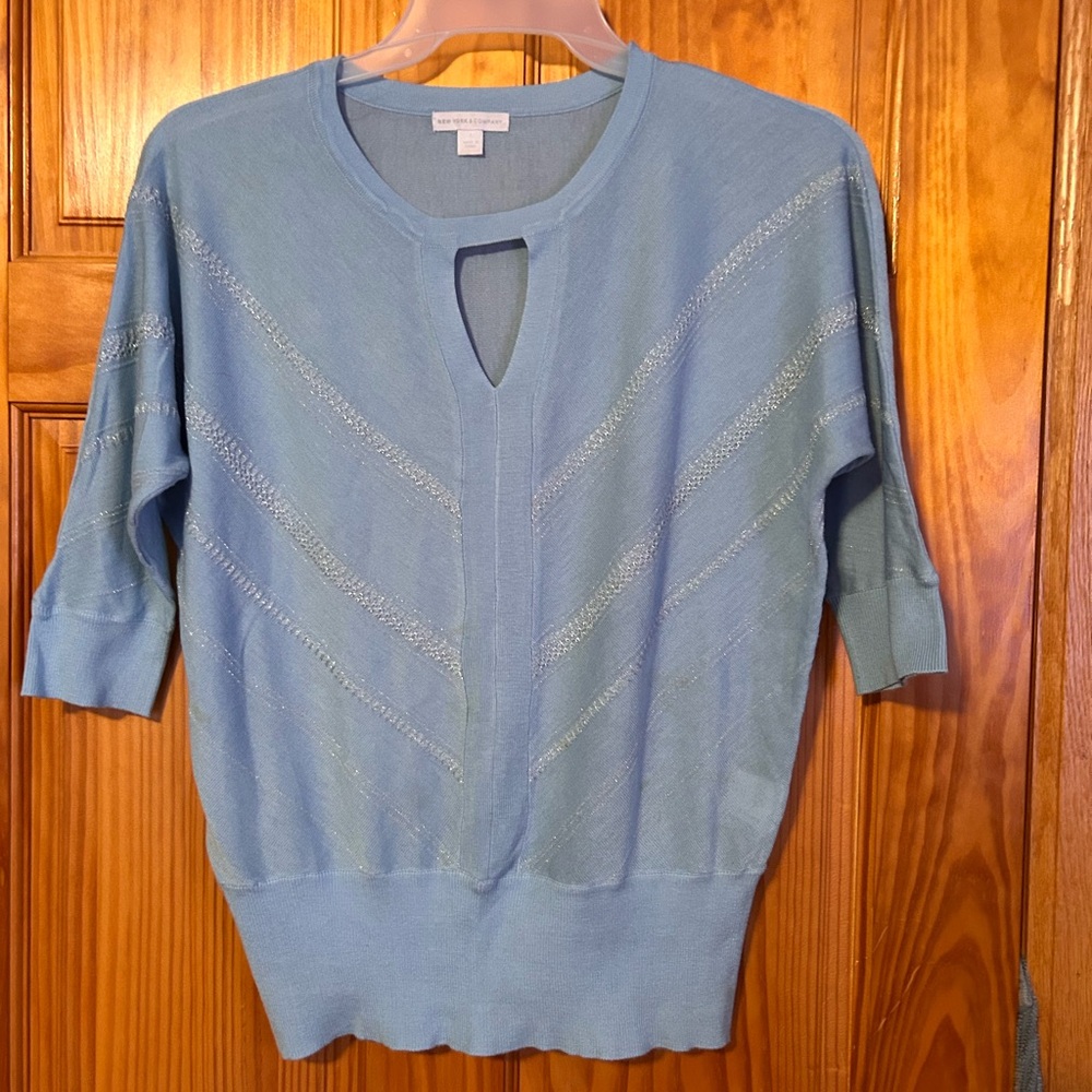 New York & Company Light Blue Crew Neck Sweater